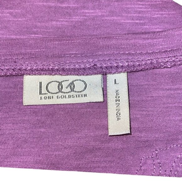 LOGO Lori Goldstein Purple Tunic Floral Sheer Hem Size Large Shirt - Picture 5 of 7